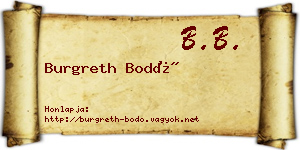 Burgreth Bodó névjegykártya